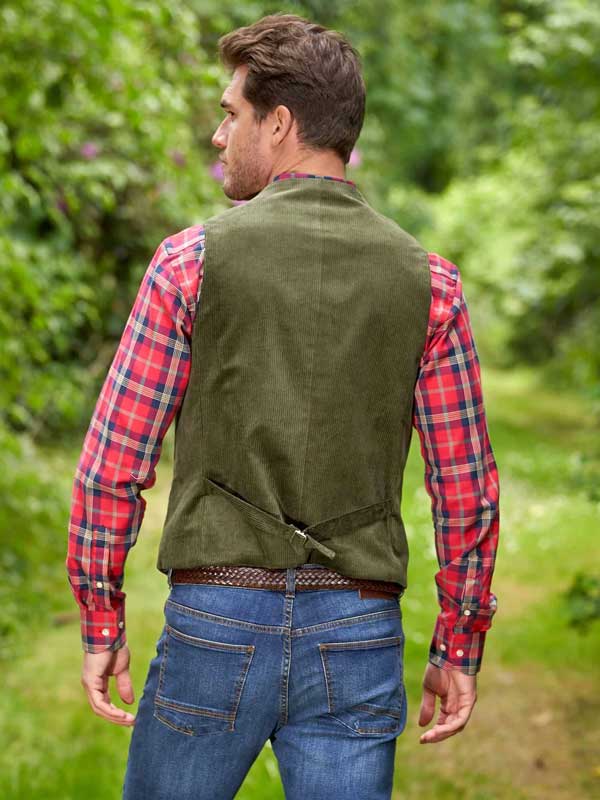 Herren Cord Weste "Wales" In Moss Green – Bild 3