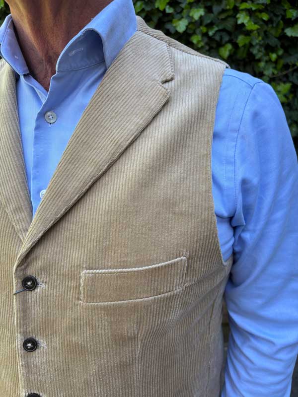 Herren Cord Weste "Wales" In Beige – Bild 3