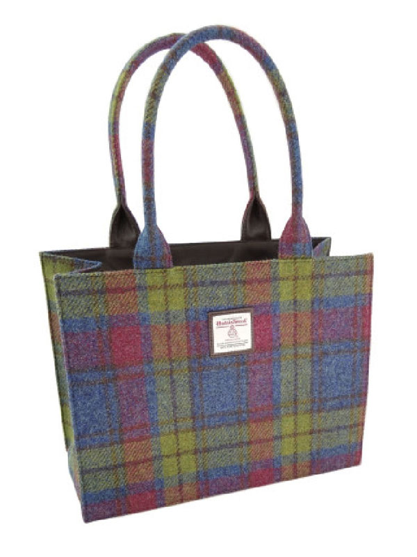 Große Tragetasche „Glencoe“ Aus Vollständigem Harris Tweed In Mehrfarbiges Tartan