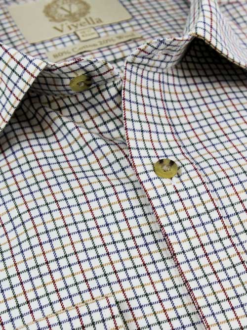 Viyella 80/20 Hemd mit Mini-Tattersall-Karo in Pflaumen- und Blautönen, klassische Passform – Bild 2