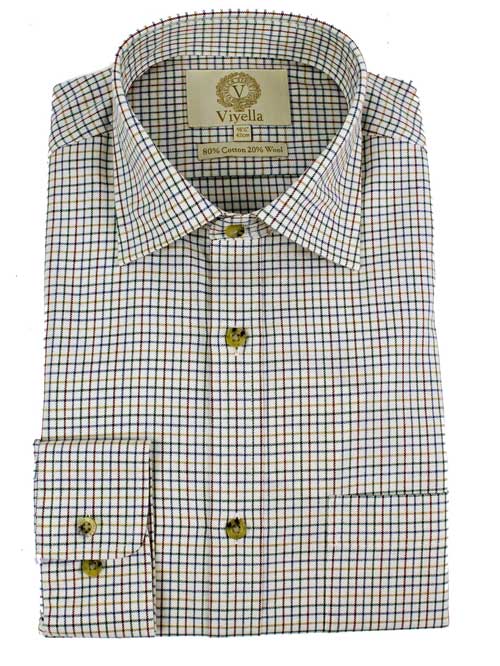 Viyella 80/20 Hemd mit Mini-Tattersall-Karo in Pflaumen- und Blautönen, klassische Passform