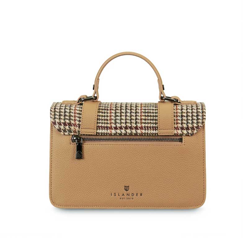 Harris Tweed Clutch, The Leather Medium Satchel, Islander, Beigefarbener Hahnentritt – Bild 3