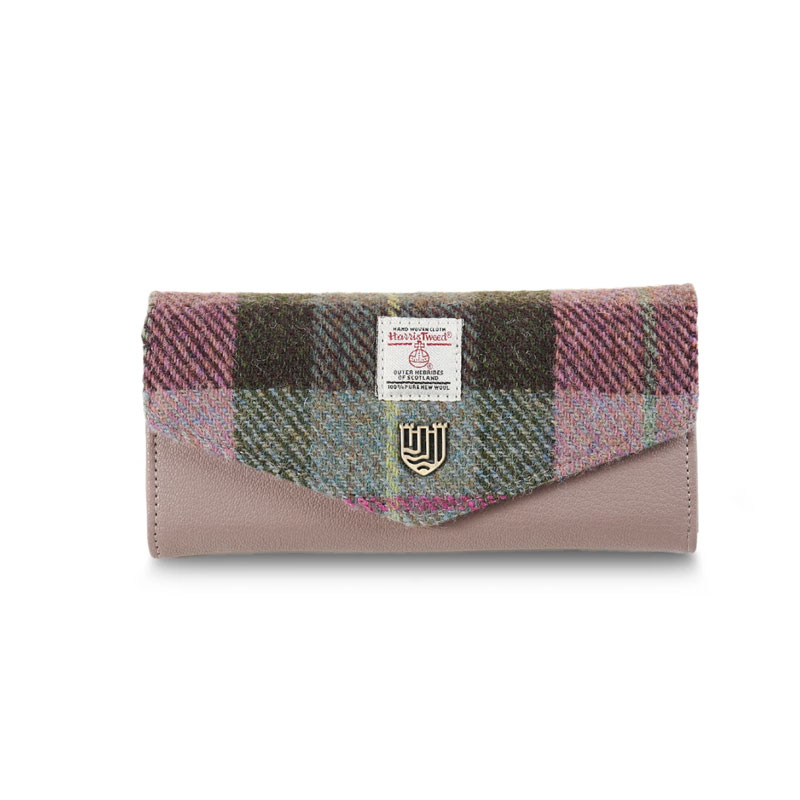 Harris_Tweed_Portemonnee__The_Large_Clasp__Pink_Green_Tartan