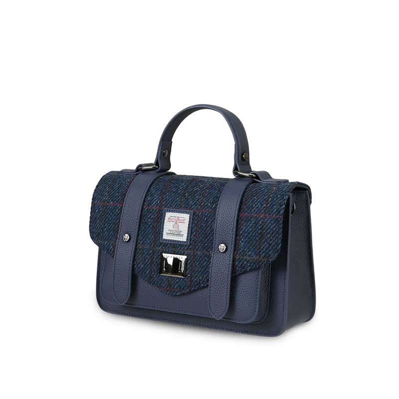 Harris Tweed Clutch, The Leather Medium Satchel, Islander, Marine Check – Bild 6