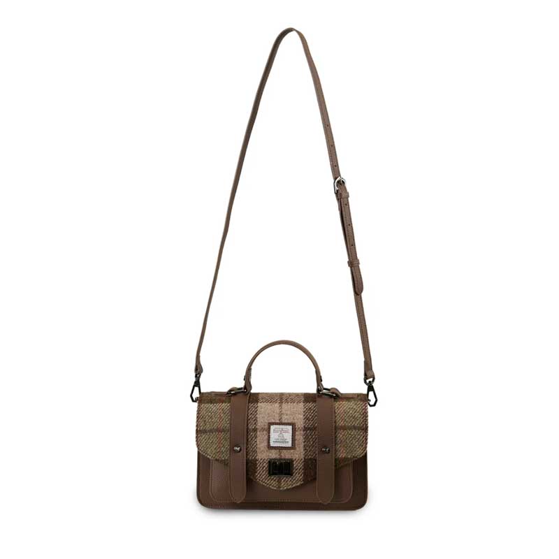 Harris Tweed Clutch, The Leather Medium Satchel, Islander, Kastanientartan – Bild 7