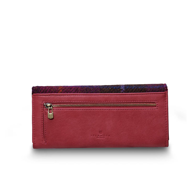 Harris Tweed Geldbörse, The Large Clasp, Fuchsiafarbenes Tartan – Bild 4