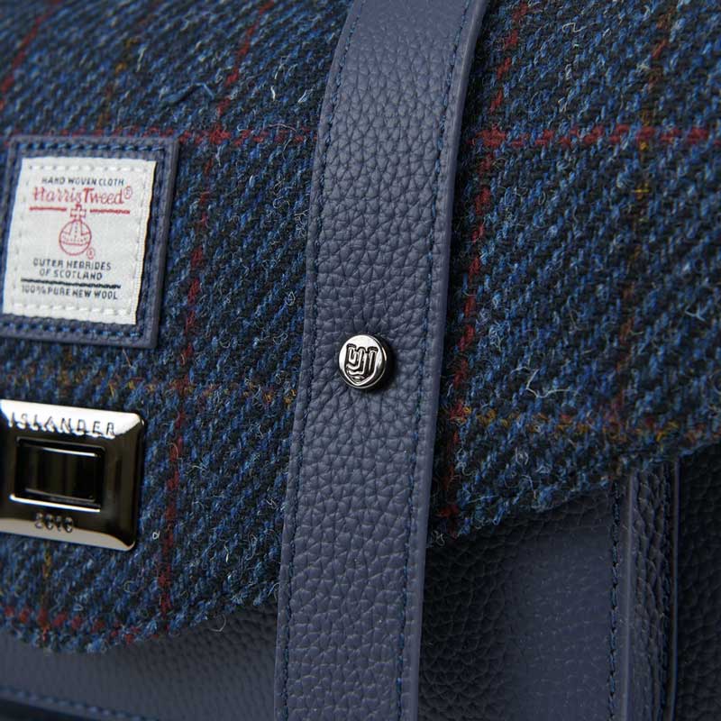 Harris Tweed Clutch, The Leather Medium Satchel, Islander, Marine Check – Bild 4