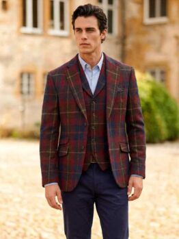 Harris Tweed Sakko ''London'' In Berry Check