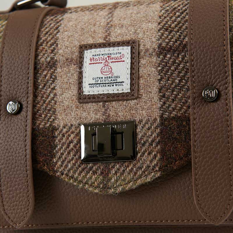 Harris Tweed Clutch, The Leather Medium Satchel, Islander, Kastanientartan – Bild 6