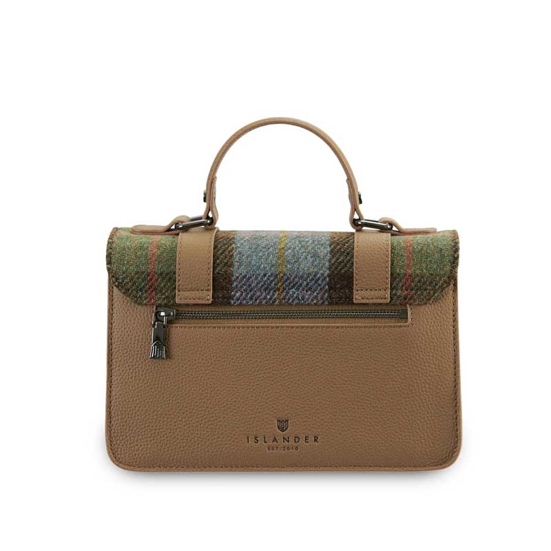 Harris Tweed Clutch, The Leather Medium Satchel, Islander, Kastanienblaues Tartan – Bild 3