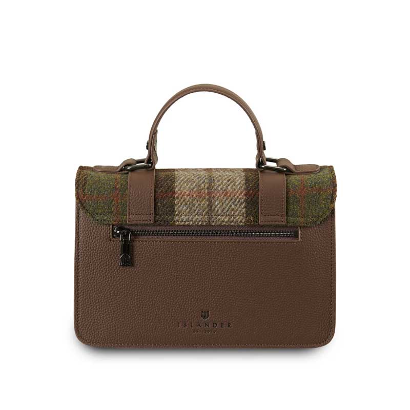 Harris Tweed Clutch, The Leather Medium Satchel, Islander, Kastanientartan – Bild 3