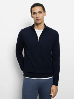 OLYMP Casual Troyer Pullover Marineblau