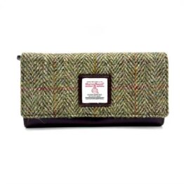 Harris Tweed Damen-Geldbörse im Umschlagformat in Country Green