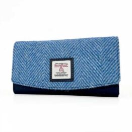 Harris Tweed Damen-Geldbörse im Umschlagformat in Himmelblau