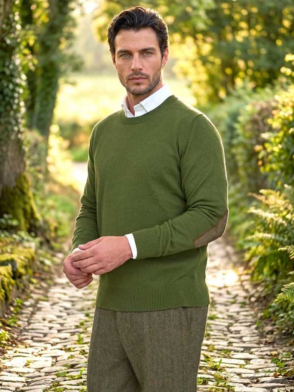Pullover_Lambswool__Jordan__Met_Harris_Tweed_Details_In_Racing_Green