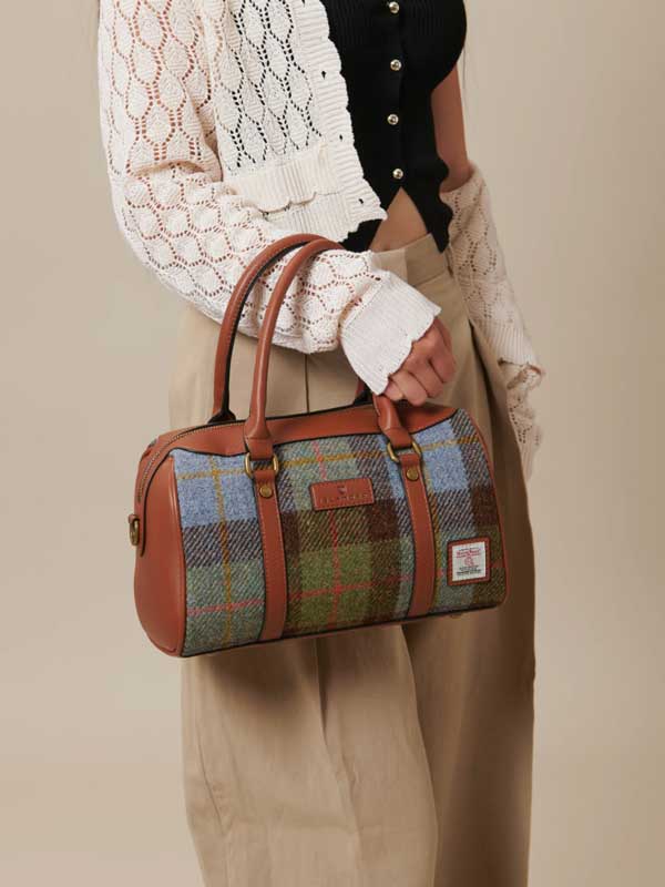 Harris Tweed Clutch, Mittlere Reisetasche, Islander, Kastanienblauer Tartan – Bild 4