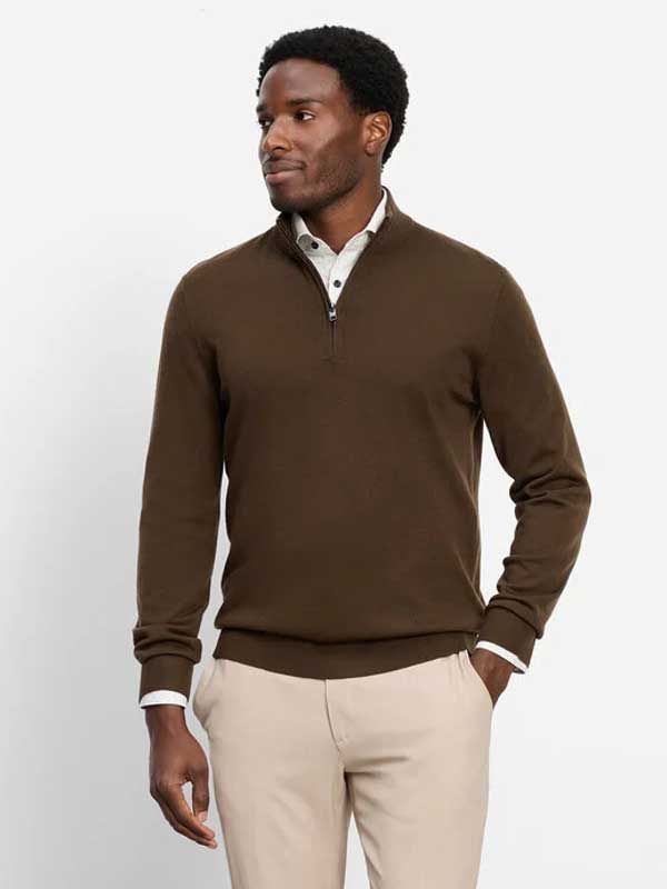 OLYMP_Casual_Troyer_Trui_Brown