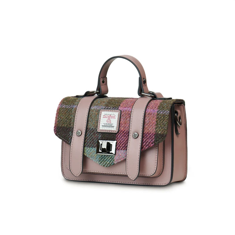 Harris Tweed-Clutch, The Mini Satchel, Islander, Rosa-Grünes Schottenmuster – Bild 2