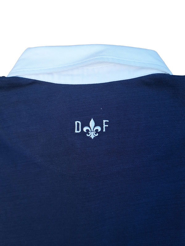 Rugby-Shirt Duke's Forest Einfarbig Marineblau mit Weißem Kragen – Bild 3