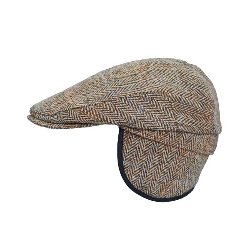 Harris Tweed Schiebermütze „Edward“ Mit Ausklappbaren Ohrenklappen In Weißer Sand – Bild 3