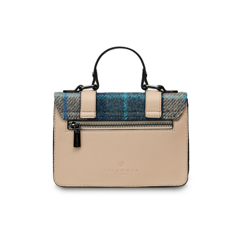 Harris Tweed-Clutch, The Mini Satchel, Islander, Marineblau Beige Schottenmuster – Bild 3