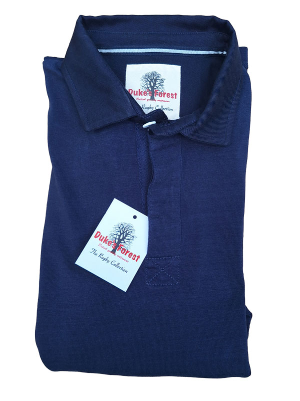 Rugby-Shirt Duke's Forest Einfarbig Marineblau mit Marineblauem Kragen – Bild 4