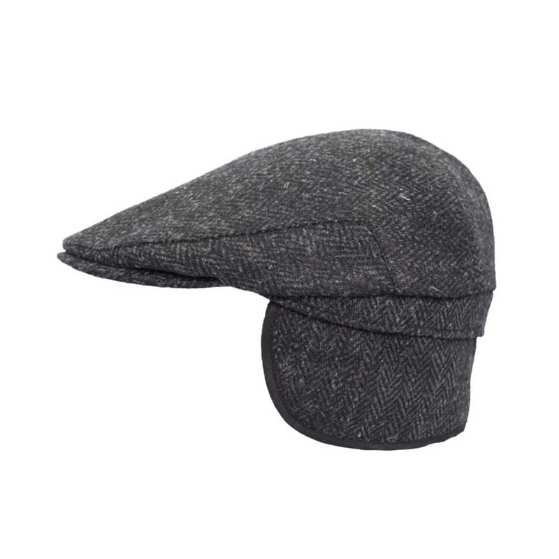 Harris Tweed Schiebermütze „Edward“ Mit Ausklappbaren Ohrenklappen In Anthrazitgrau – Bild 3