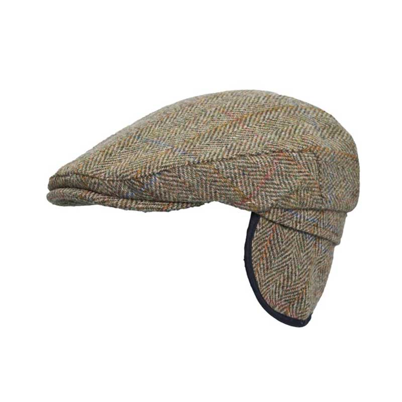 Harris Tweed Schiebermütze „Edward“ Mit Ausklappbaren Ohrenklappen In Moosgrün – Bild 3