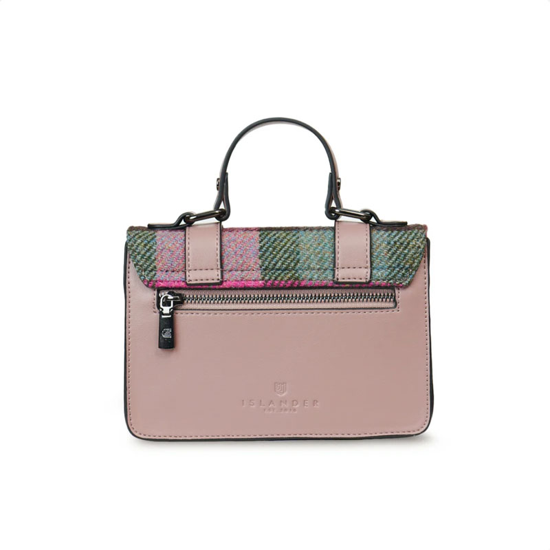 Harris Tweed-Clutch, The Mini Satchel, Islander, Rosa-Grünes Schottenmuster – Bild 3