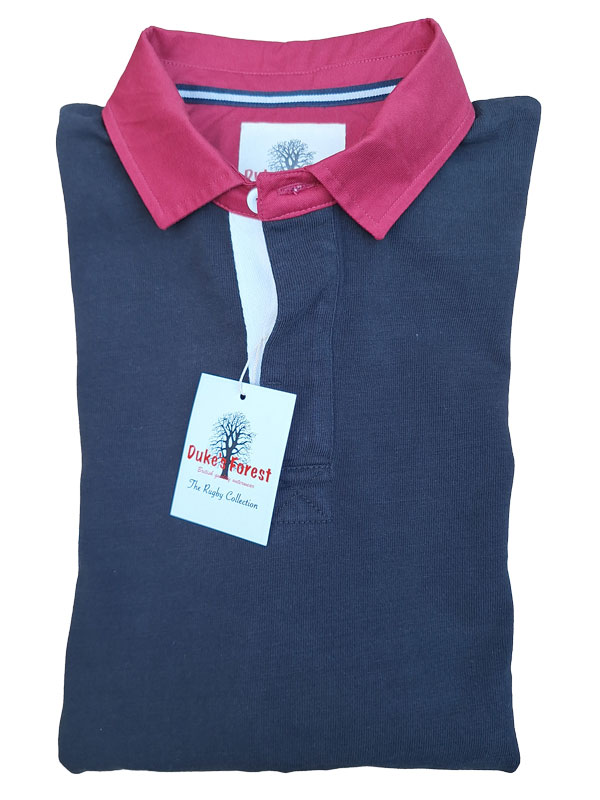 Rugby-Shirt Duke's Forest Einfarbig Schwarz mit Gelbem Kragen – Bild 4