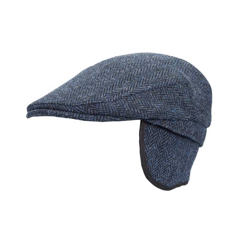 Harris Tweed Schiebermütze „Edward“ Mit Ausklappbaren Ohrenklappen In Mitternachtsblau – Bild 3