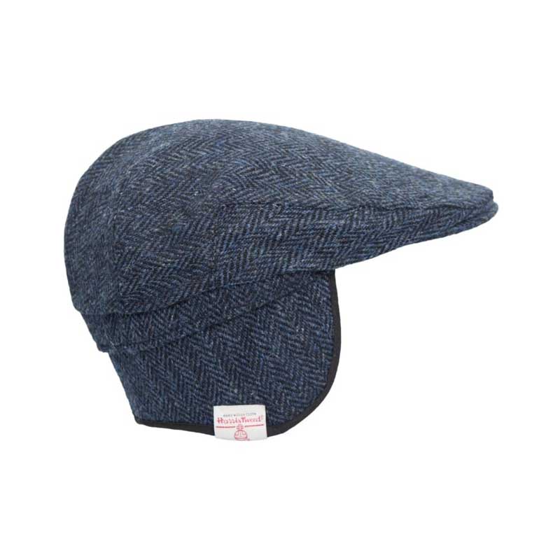 Harris Tweed Schiebermütze „Edward“ Mit Ausklappbaren Ohrenklappen In Mitternachtsblau – Bild 4