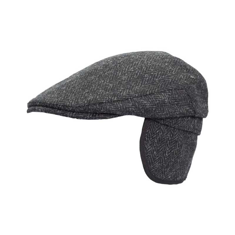 Harris_Tweed_Flat_Cap_Edward_With_Foldable_Ear_Flaps_Gunmetal_Grey