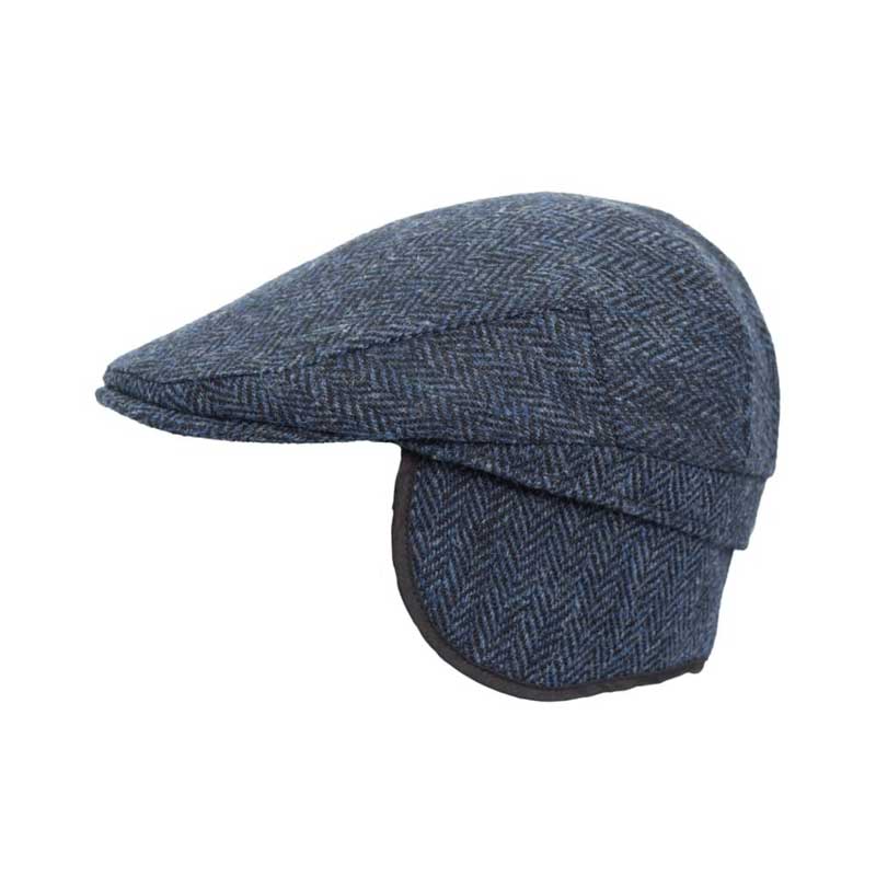 Harris Tweed Schiebermütze „Edward“ Mit Ausklappbaren Ohrenklappen In Mitternachtsblau – Bild 5