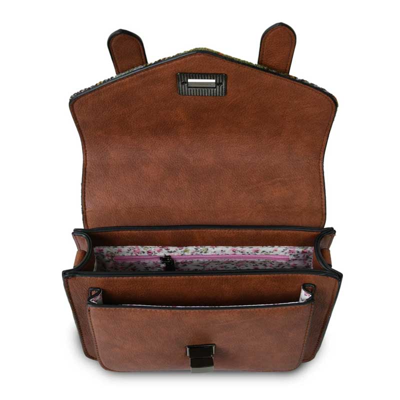 Harris Tweed-Clutch, The Mini Satchel, Islander, Kastanienbraun-Blaues Schottenmuster – Bild 4
