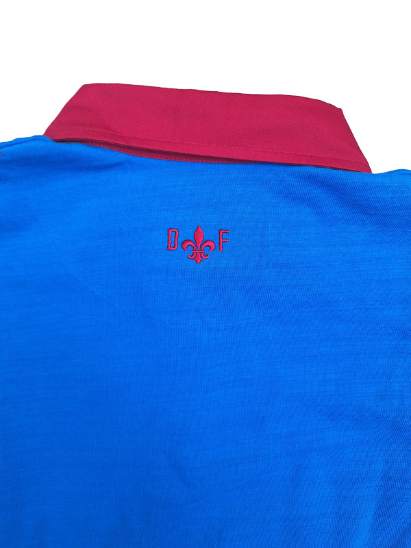Rugby-Shirt Duke's Forest Einfarbig Blau mit Rotem Kragen – Bild 3
