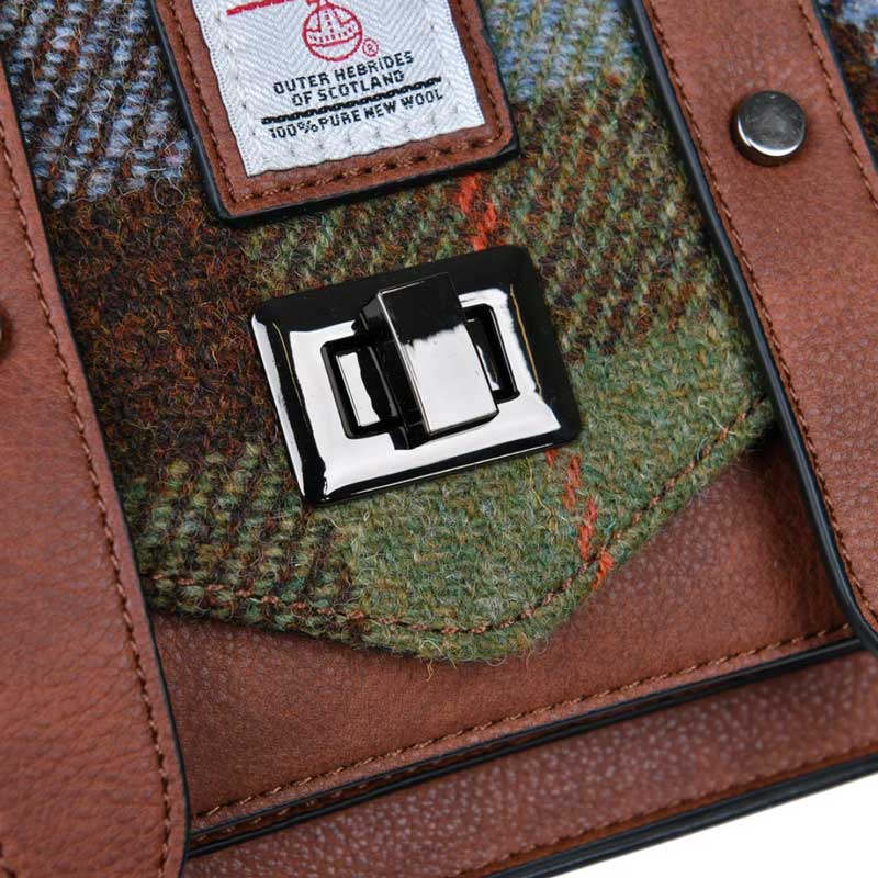 Harris Tweed-Clutch, The Mini Satchel, Islander, Kastanienbraun-Blaues Schottenmuster – Bild 3